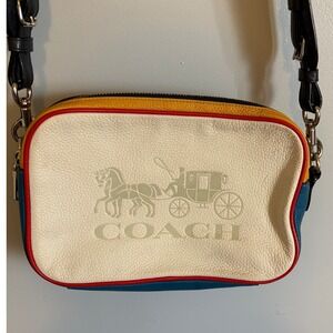 Coach Horse & Carriage Jamie Camera Bag Colorblock Leather Crossbody White 8041